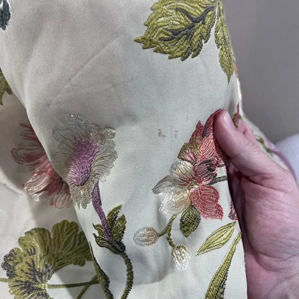 Croscill Daphne Queen Comforter Vtg Regency Floral Embroidered Corded Champagne